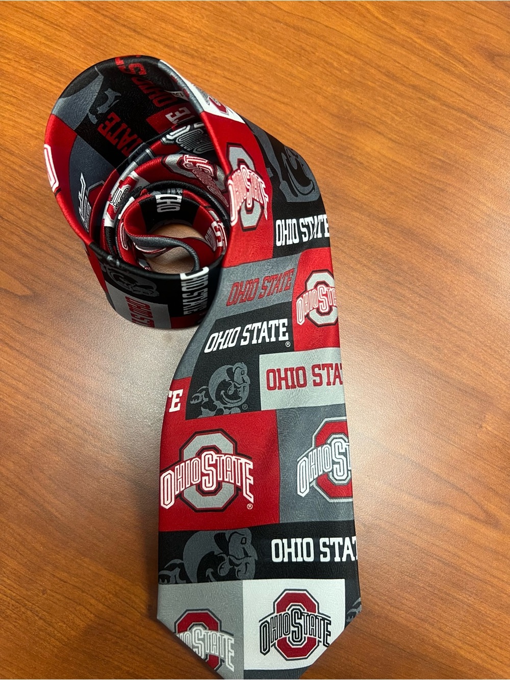 Ralph Marlin Ohio State Patterned Tie - Red, Gray, Black, White - Picture 4 of 4